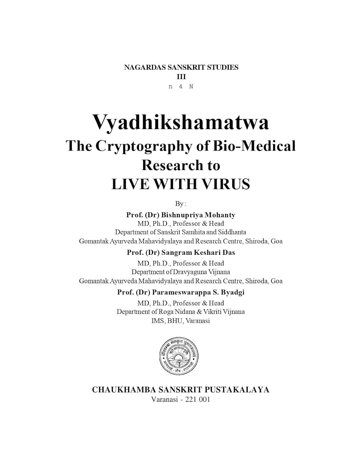 VYADHIKSHAMATWA The Cryptography of Bio-Medical Research to LIVE WITH VIRUS-img1